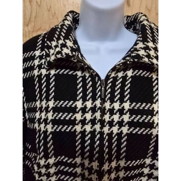 Maggie Barnes Black & White Plaid Zip-Up Jacket With Collar Vintage old money - Picture 1 of 6